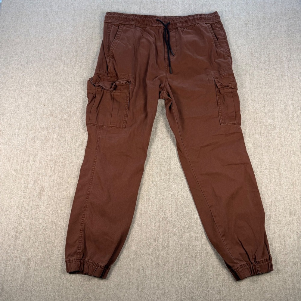 Aeropostale Cargo Jogger Mens Medium Brown Elastic Waist Utility Pants